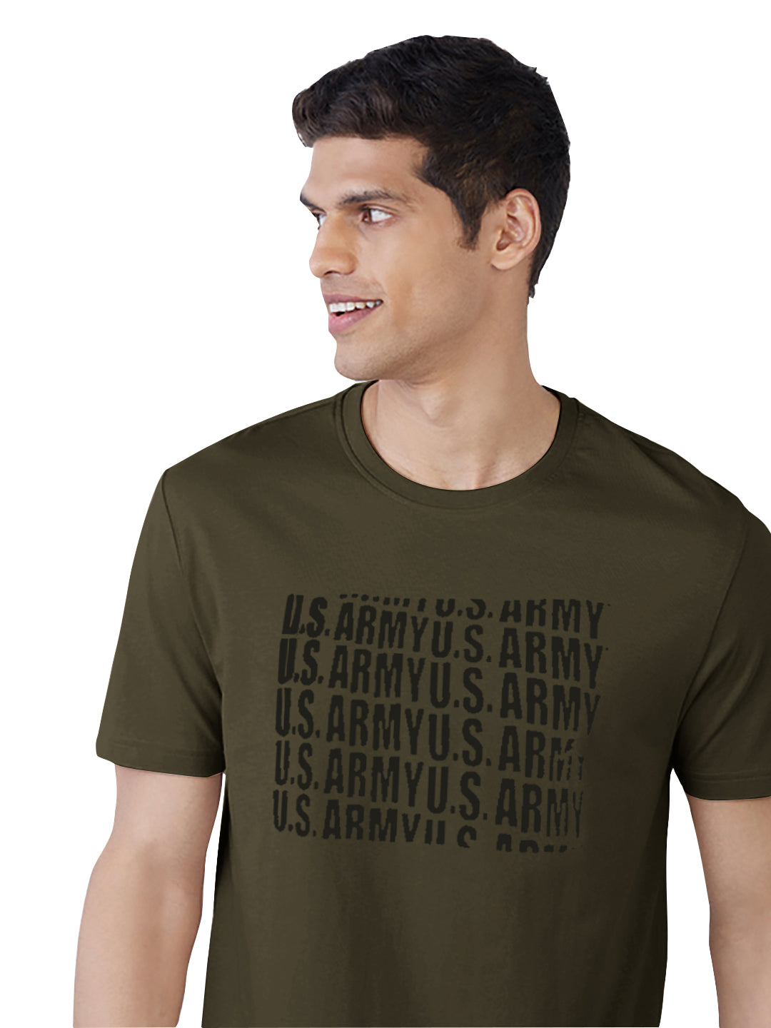 Radprix Men Dark Green typographic printed basic cotton T-shirt