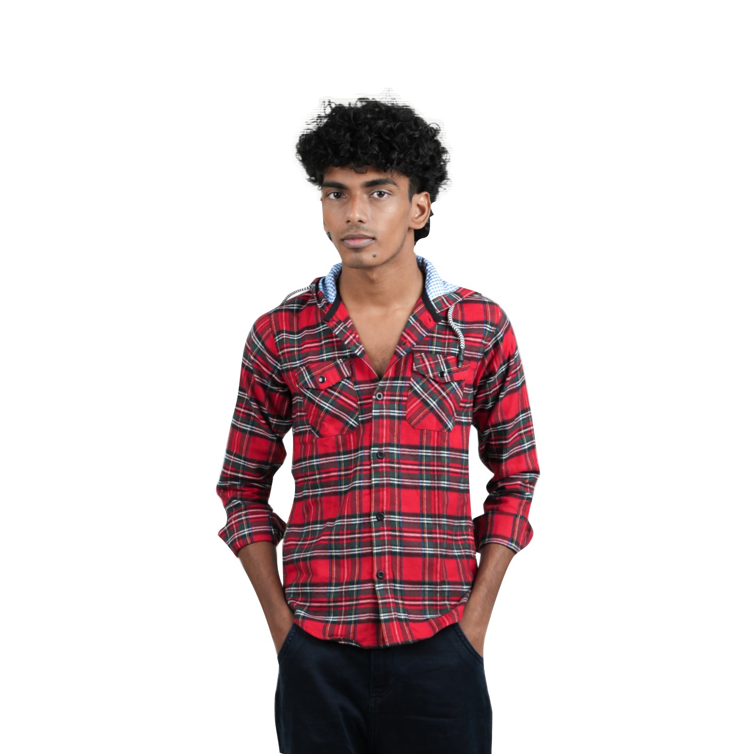 Radprix Boys Red Checked with Hooded shirts