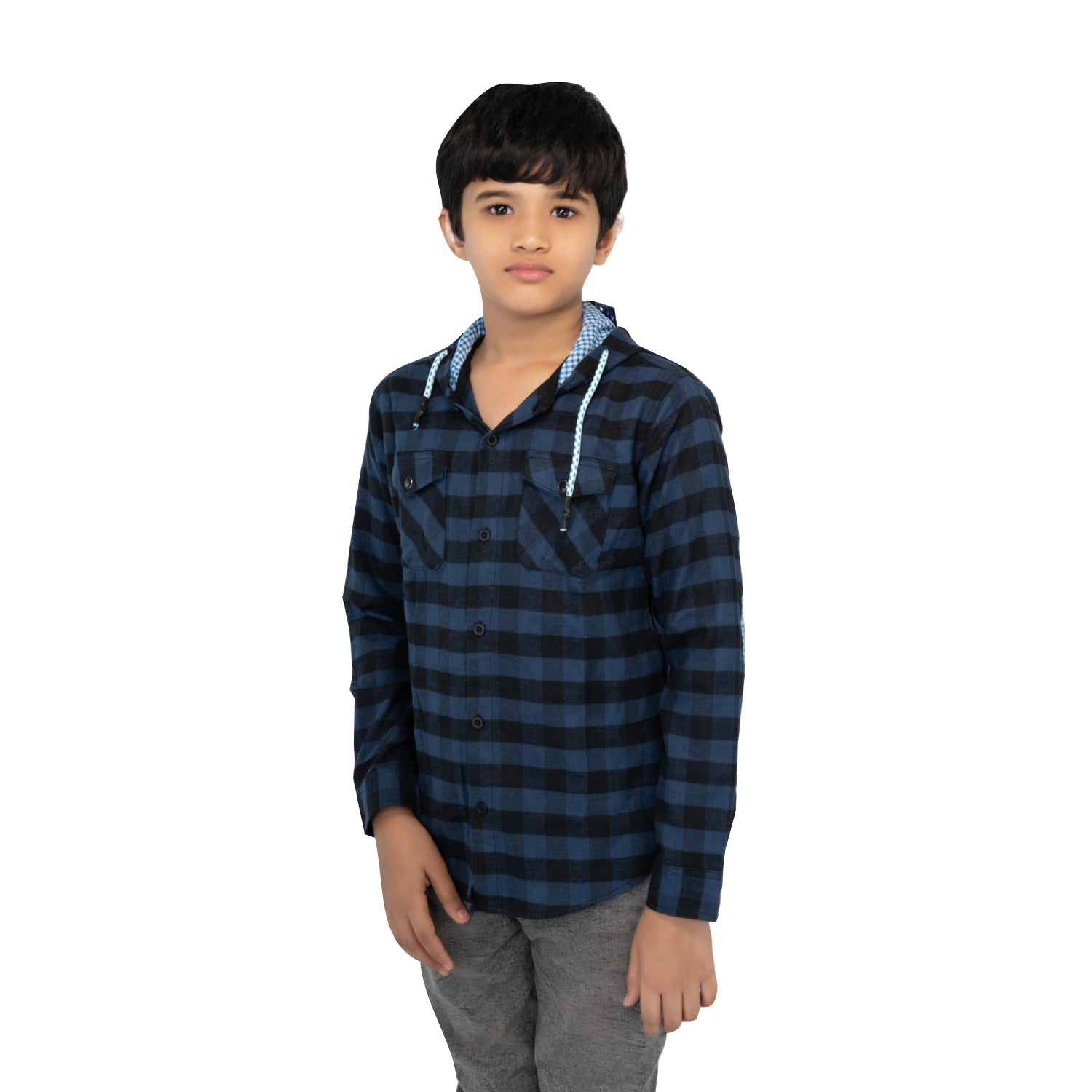 Radprix Boys Teal  Checked with Hooded shirts