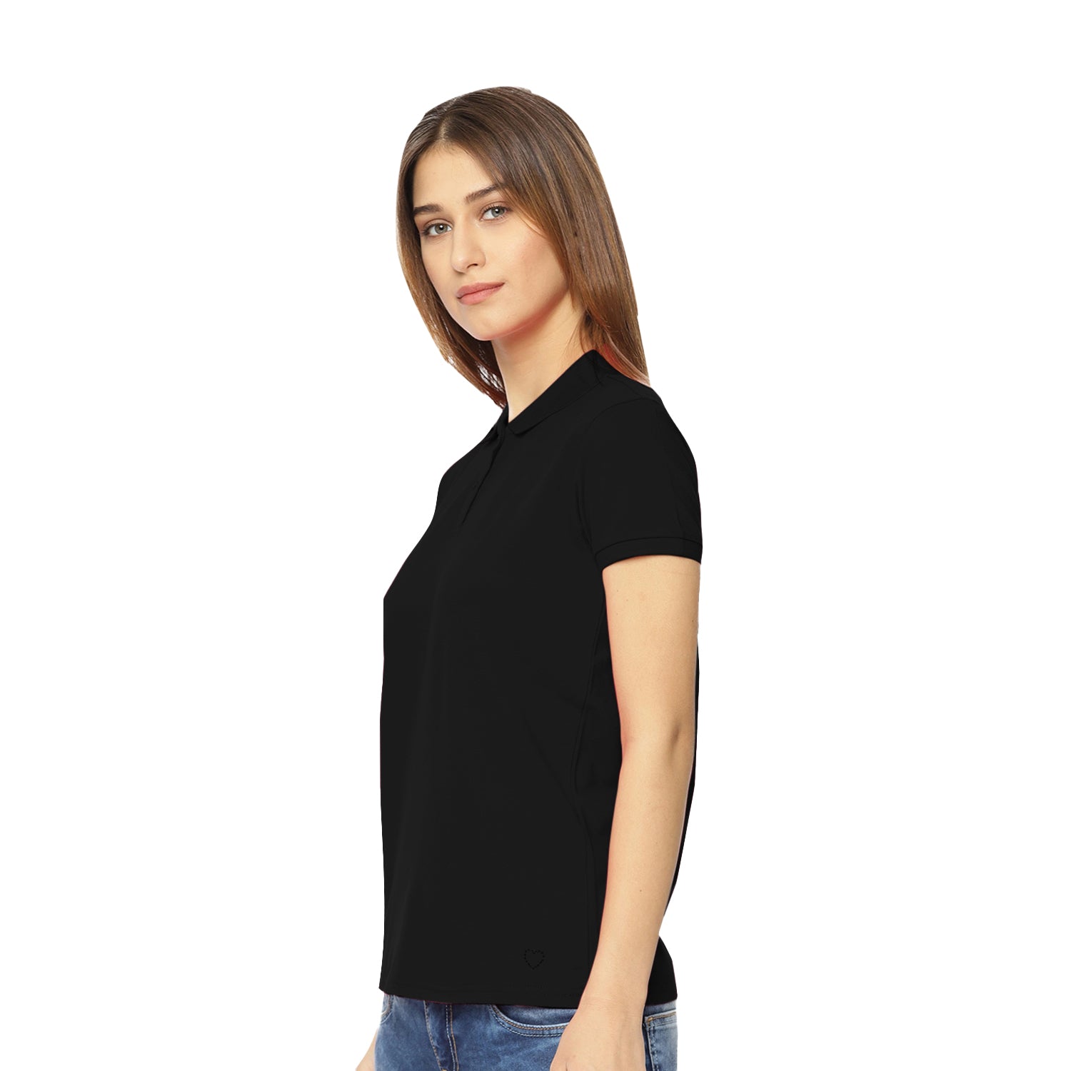 Radprix Women Black Polo T-shirt