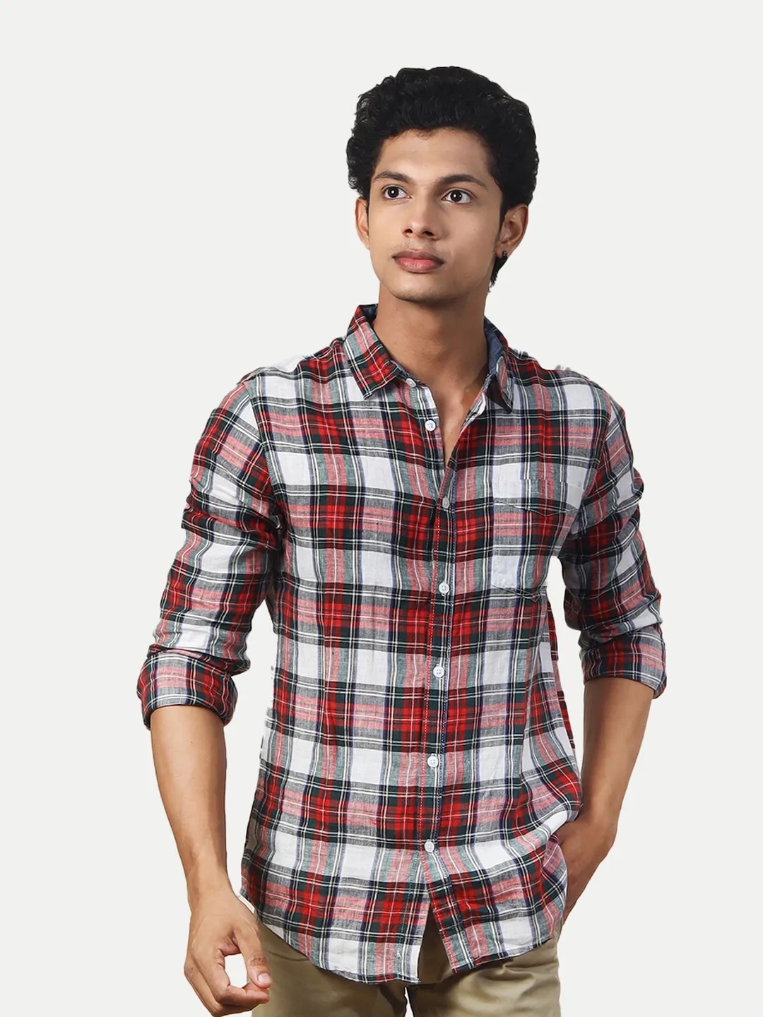 Men Red Checked Regular Fit Casual cotton Shirt ( MMCWS100276 ) | RadPrix
